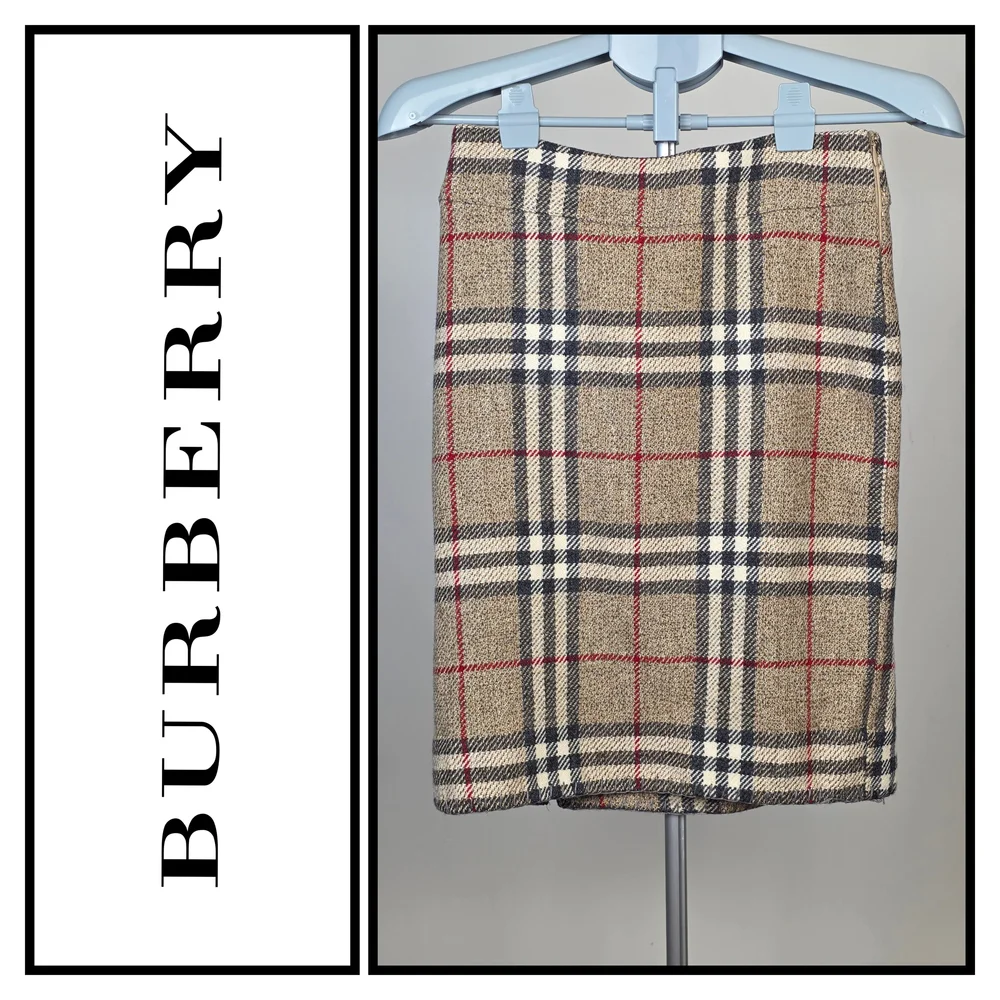 Burberry London Vintage Wool Skirt โ Beige Nova Check โ Made in Italy - S - Picture 1 of 13